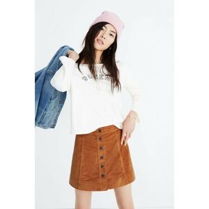 Madewell Metropolis Velveteen Snap Front Skirt